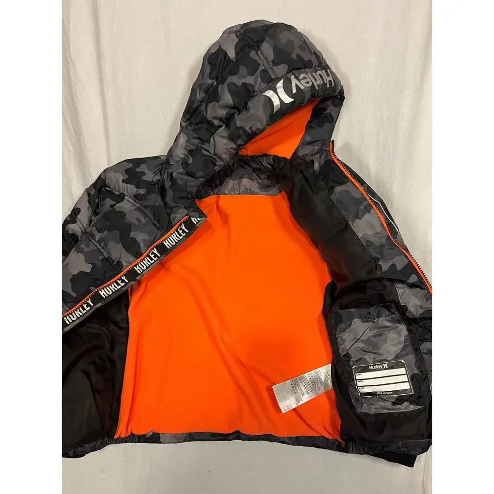 Hurley Boy's Camo Hooded Puffer Jacket‎ L